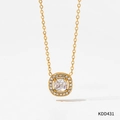 Elegant gold square zircon halo pendant necklace made of durable stainless steel - Gold Square Transparent Gemstone Style (KDD431)