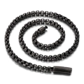 Collar de cadena box para hombre estilo punk en acero inoxidable con acabado gris oscuro - Negro Mate