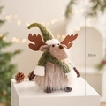 30cm Christmas plush reindeer with green knit hat and scarf for festive decoration - Plush Deer Style K - Brown Deer With Green Hat