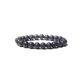 Minimalist 8mm black volcanic stone beaded elastic bracelet for men and women - Lava Stone