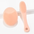 Silicone facial cleansing brush set for pore cleaning and blackhead removal in soft pink - Orange