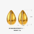 Orecchini a goccia in acciaio dorato con zirconi, guida taglie altezza 2,5 cm - Stile a Goccia con Linea