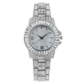 Orologio al quarzo da donna in argento con strass trasparenti su quadrante e cinturino - Argento