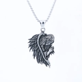 Collana con pendente ad ali di angelo in acciaio inossidabile stile gotico vintage - Stile Angelo in Preghiera (A0402)
