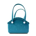 Macro detail of breathable EVA pet bag with ripple texture and circular perforations - 32*18*23cm / Lake Green