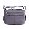 Bolso bandolera de nailon multibolsillos para mujer en gris púrpura con correa - Gris claro