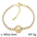 Bracciale tennis dorato con zirconi quadrati e ciondolo a girasole con cristalli luminosi - Stile Fiore di Zirconia Bianca Ovale (KB185508-HM)