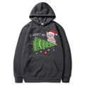 Dunkelgrauer Weihnachts-Hoodie mit Katzen-Print und It Wasn't Me Aufdruck - Dunkelgrau