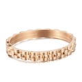 Brazalete rígido de tres filas onduladas en acero inoxidable oro rosa con cierre - Oro rosa