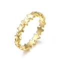 Anillo apilable de oro pulido con diseño continuo de estrellas para mujeres - 5# / Dorado