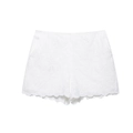 Französische weiße Shorts mit Stickerei und Spitze, locker geschnitten für Damen - XS / Weiß