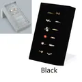 Black and grey velvet ring display stands with multiple slots for jewelry exhibition - Black Ring Stand