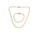 Conjunto de joyas minimalista con collar y pulsera de cuentas de cobre facetadas doradas - Conjunto de Collar y Pulsera / Dorado