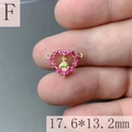 Macro shot showing 17.6x13.2mm gold heart pendant with pink zircon and holy icon - Style F-Rose Red