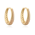 Luxuriöse goldene U-förmige Ohrringe mit rosa Zirkon-Mikropavé auf weißem Hintergrund - Oval 1 Paar / Gold Champagner Zirkonia