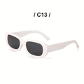 Retro small square white frame sunglasses with dark lenses Y2K vintage style model C13 - White Frame Gray Lens