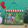 Bolsa de Navidad verde reutilizable con ilustraciones festivas y asas resistentes - Árbol de Navidad verde
