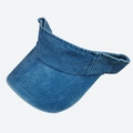 Blue washed denim top-empty sun visor hat with adjustable strap and reinforced stitching - Lake Blue