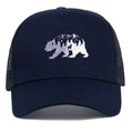 Gorra trucker azul marino con bordado de oso forestal y paneles de malla - Azul marino