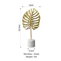 Golden nordic iron monstera leaf ornament on terrazzo base with 22.5cm height - Monstera Bamboo-Small