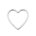 Polished silver stainless steel heart-shaped pendant connector with top drill hole - Steel Color (KLJ079-Z)
