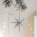 Stella di Natale 3D bianca da 15cm con glitter appesa a un ramo di pino decorativo - Stella esplosiva bianca (1 pezzo)