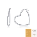 Silver heart-shaped moissanite hoop earrings with a GRA certificate on white background - 1.0mm*144 Moissanite Stones (With GRA Certificate)