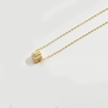 Minimalist gold necklace featuring a small square pendant with letter J diamond inlay - Letter J (XL3420)