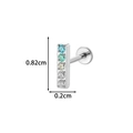 Titanium threadless labret stud with vertical blue and white zircon flower gradient - Silver Gradient Bar Style (T2560-8#Silver)