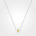 Collar de margarita en plata de ley S925 con colgante de esmalte blanco para mujer - Estilo Margarita de Bosque / Plata 925
