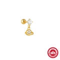Golden S925 sterling silver screw back stud earring with a sparkling planet pendant - Single Gold #10 (Planet)