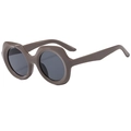 Gafas de sol retro taupe de gran tamaño con montura ondulada y lentes oscuras con UV - Montura Gris Sólido Lentes Gris Oscuro