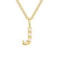 Elegante collana in acciaio inossidabile dorato con ciondolo a lettera J e perle - Lettera J - Oro