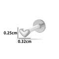 G23 Titan Herz Ohrstecker in Silber, flache Rückseite, Abmessungen 0,32cm x 0,25cm - Herzform (T2512-1#) / Silber