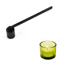 Matte black candle snuffer with pivoting head and long handle shown in detail - Black Candle Snuffer Tube