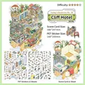 3D Cliff Hotel scene DIY sticker set with PET materials for creative scrapbooking - Cliffside Hotel (open Today Part 38)