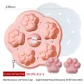 Pink silicone cat paw mold for baby food and baking with transparent lid and 30ml capacity - 5-Link Cat Paw / Pink