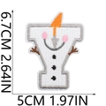 Detail showing letter Y snowman embroidery patch with dimensions 6.7cm by 5cm - Letter Y