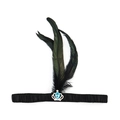 Bandeau Gatsby des années 1920 avec plumes noires et accent de couronne en gemme bleue - 1920 - Couronne Bleu