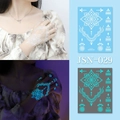 Luminous white lace mandala temporary tattoo sticker with blue glow effect JSN-029 - JSN-029 (Luminous Fine Lines)