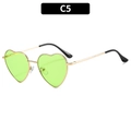 Modische Herz Sonnenbrille mit Goldrahmen und hellgrünen Gläsern für Damen und Herren - Goldrahmen Grün