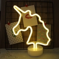 Warm white LED unicorn neon sign on white base for decorative tabletop lighting - Warm White Unicorn