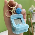 Blue mini handheld game console keychain with cute elephant pattern and metal buckle - Arcade - Blue