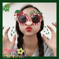 Christmas party glasses with red sequin hat, selfie text and funny nose attachment - Creamy White / Christmas Elf with Nose