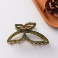 Elegant butterfly hair claw in marble dark green resin with rose gold metal base - Palace Green