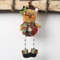 Christmas reindeer hanging ornament with red and green plaid boots and plush scarf - Elk Style