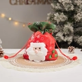 Sachet cadeau de Noël à cordon rouge et vert avec motif 3D du Père Noël en peluche - J-30 Sac Père Noël avec Haut à Flocon de Neige