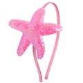 Cute pink sequined starfish headband for girls with matching fabric wrapped band - Light Pink