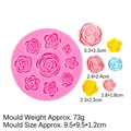 Pink silicone mold for nine varied rose flower sizes for DIY cake and resin crafts - 5# Pink 15-100 (Rose)