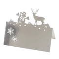 Cartes de place de Noël 3D découpées au laser en argent avec bonhomme de neige et renne - 10*10CM / Argent Réfléchissant